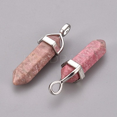 Natural Rhodonite Double Terminated Pointed Pendants G-J261-B04-1