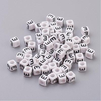 Acrylic Horizontal Hole Letter Beads PL37C9308-E-1
