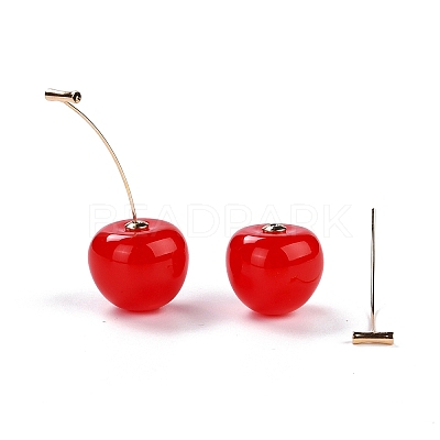 Lifelike Cherry Dangle Stud Earrings X-EJEW-F274-01D-1