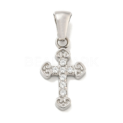 304 Stainless Steel Cubic Zirconia Pendants STAS-C102-04G-P-1