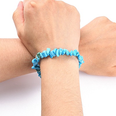 Howlite Chips Stretch Bracelets BJEW-JB01308-06-1