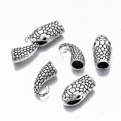 Tibetan Style Alloy Hook and Snake Head Clasps TIBE-N011-040AS-RS-1