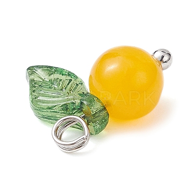 Natural Dyed White Jade Fruit Charms PALLOY-JF02431-01-1