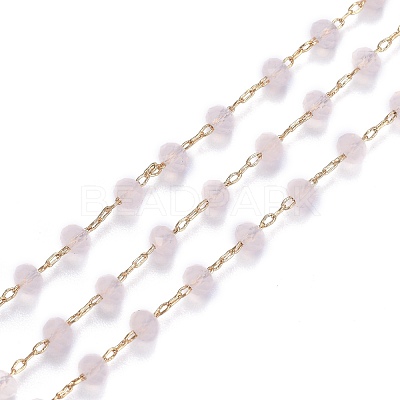 Brass Handmade Faceted Glass Beaded Chains CHC-F012-03A-1
