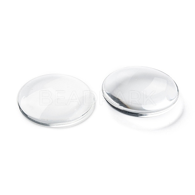 Transparent Glass Cabochons X-GGLA-R026-35mm-1