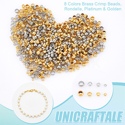 800Pcs 8 Colors Brass Crimp Beads FIND-UN0004-36-1