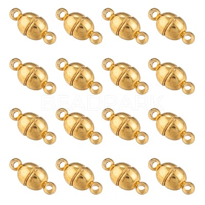 Round Brass Magnetic Clasps with Loops KK-D331-G-NF-1