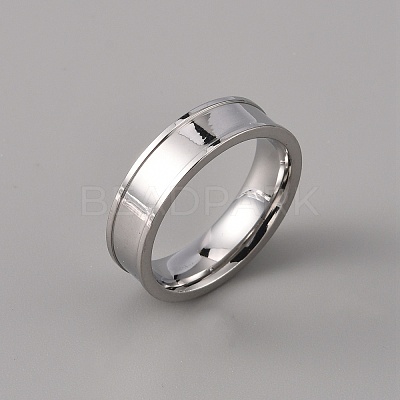201 Stainless Steel Grooved Finger Ring Settings STAS-WH0027-27D-P-1