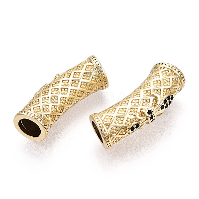 Brass Micro Pave Cubic Zirconia Tube Beads ZIRC-T004-60G-1