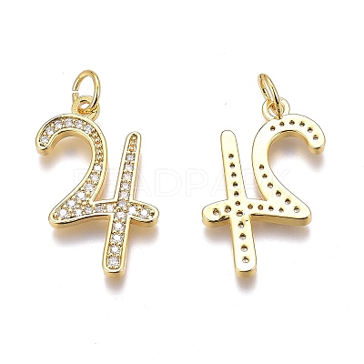 Brass Micro Pave Clear Cubic Zirconia Pendants ZIRC-O035-08G-1