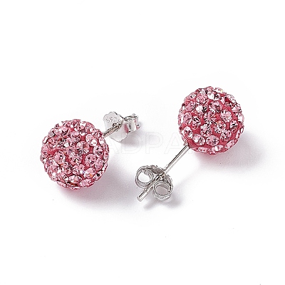 Gifts for Her Valentines Day 925 Sterling Silver Austrian Crystal Rhinestone Ball Stud Earrings for Girl Q286H111-1