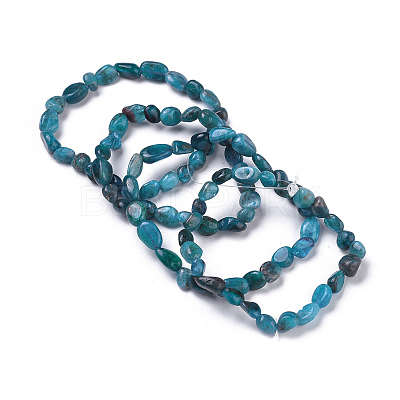 Natural Apatite Bead Stretch Bracelets X-BJEW-K213-40-1