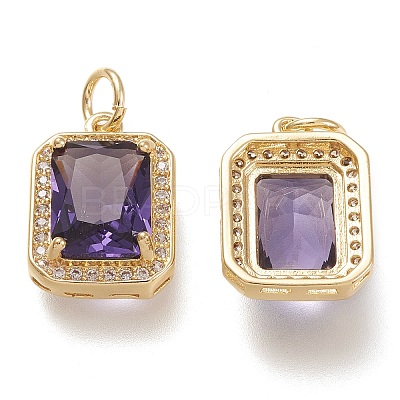 Brass Glass Charms X-ZIRC-F116-09B-G-1