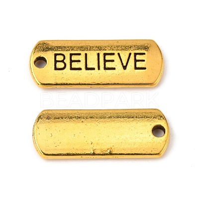 Tibetan Style Alloy Rectangle with Word Believe Pendants TIBEP-Q043-066AG-RS-1
