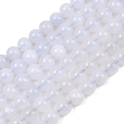 Natural Blue Chalcedony Beads Strands G-K310-C12-10mm-1