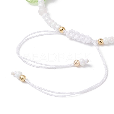 Glass Seed Bead and Resin Braided Bead Bracelets for Women BJEW-MZ00237-1
