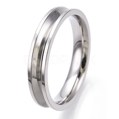 201 Stainless Steel Grooved Finger Ring Settings STAS-WH0039-11D-P-1