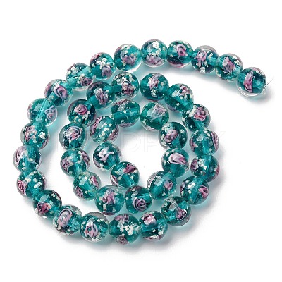 Luminous Handmade Glod Sand Lampwork Beads Strands LAMP-B028-03P-10mm-1