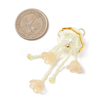 Glass Seed Beaded Jellyfish Big Pendants X-PALLOY-MZ01166-01-1