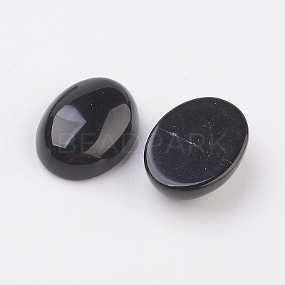Natural Obsidian Flat Back Cabochons X-G-G741-18x25mm-20-1
