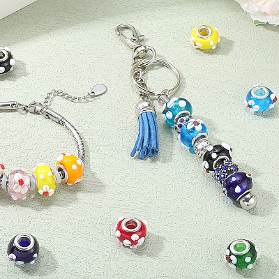 40Pcs 10 Colors Handmade Lampwork European Beads LAMP-PA0001-14-1