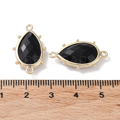 Natural Obsidian Connector Charms G-G012-05G-11-1