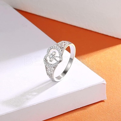 925 Sterling Silver Micro Pave Clear Cubic Zirconia Finger Rings for Women FS-WG35926-03-1