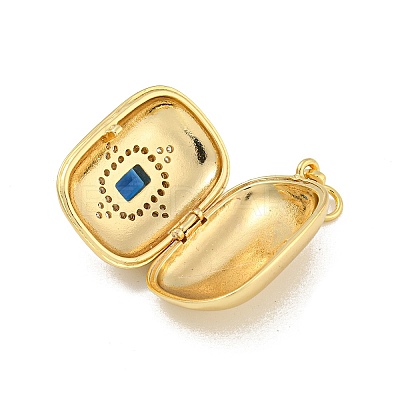 Brass Cubic Zirconia Locket Pendants KK-N254-93G-G-1