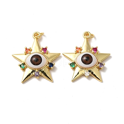 Brass Micro Pave Colorful Cubic Zirconia Pendants ZIRC-E006-05G-02-1