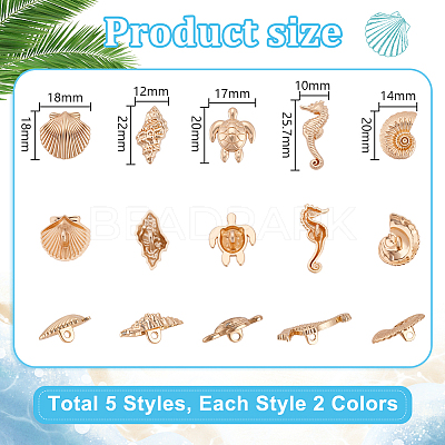 40Pcs 10 Styles 1-Hole Alloy Shank Buttons BUTT-PH0001-69-1