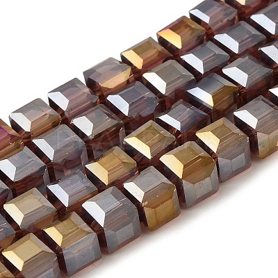 Electroplate Glass Beads Strands EGLA-D018-8x8mm-81-1