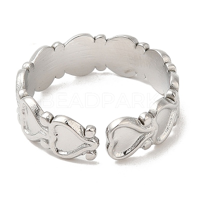 Non-Tarnish 304 Stainless Steel Open Cuff Ring Findings RJEW-K245-85P-1
