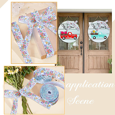 Easter Printed Polyester Grosgrain Ribbon OCOR-WH0077-79A-1