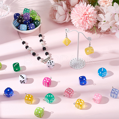 40Pcs 2 Colors Transparent/Opaque Acrylic Enamel Pendants TACR-SC0002-69-1