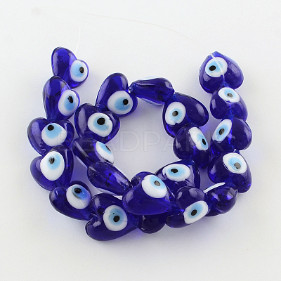 Heart Evil Eye Lampwork Bead Strands LAMP-R119-01-1