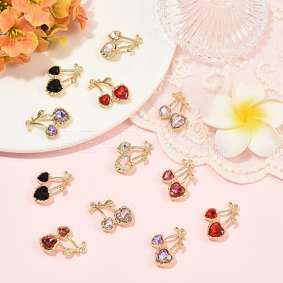 12Pcs 6 Colors Alloy Rhinestone Pendants FIND-YW0011-04-1