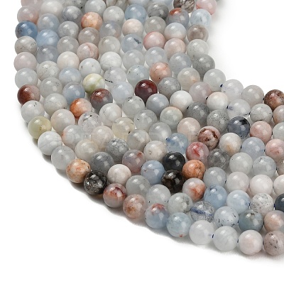 Natural Aquamarine Beads Strands G-F591-29A-6mm-03-1