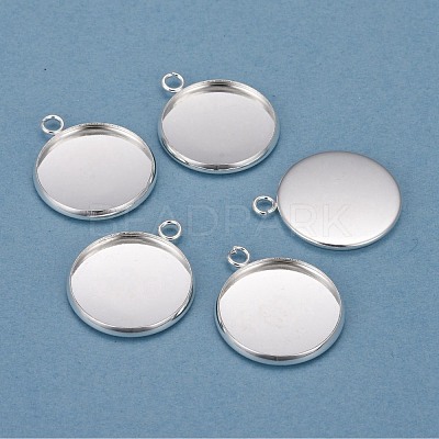 304 Stainless Steel Pendant Cabochon Settings STAS-F191-14S-F-1