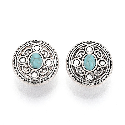 Zinc Metal Alloy & Natural Turquoise Buttons BUTT-WH0057-001A-AS-1