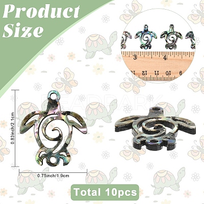 10Pcs Natural Paua Shell Connector Charms SHEL-YW0001-16-1