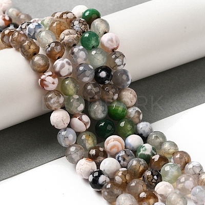 Dyed & Heated Natural Fire Crackle Agate Beads Strands G-P539-B01-20-1