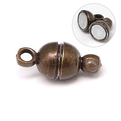 Round Brass Magnetic Clasps with Loops KK-D331-R-NF-1