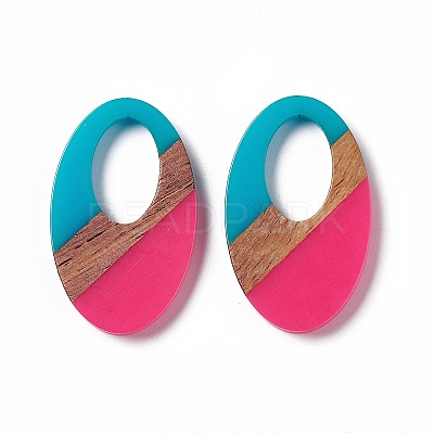 Opaque Resin & Walnut Wood Pendants RESI-M027-02F-1