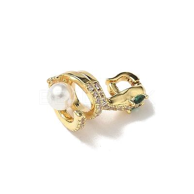 Snake Brass Micro Pave Cubic Zirconia Fold Over Clasps KK-I276-50G-1