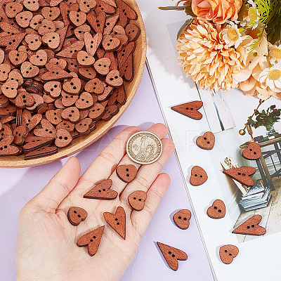 200Pcs 2 Styles Wood Buttons FIND-GO0001-91-1