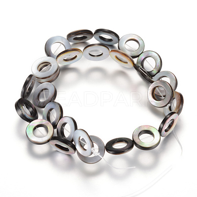 Natural Black Lip Shell Bead Frame Strands SHEL-R018-04-1