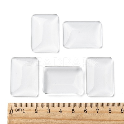 Transparent Rectangle Glass Cabochons X-GGLA-R025-33x23-1