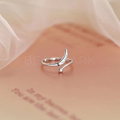 Heart & Wing Rhodium Plated 925 Sterling Silver Cuff Rings FS-WGFEBDA-01-1
