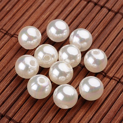 Round Imitation Pearl Acrylic Beads OACR-L004-2008-1