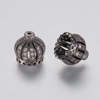 Brass Micro Pave Cubic Zirconia Beads ZIRC-K063-14B-1